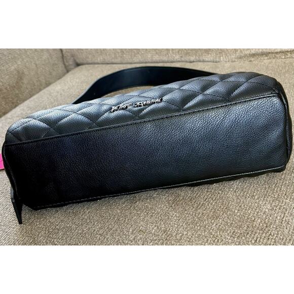 BETSEY JOHNSON Skull Studs BLK LTR Quilted Hobo Shoulder Bag Halloween Goth Y2K - Picture 12 of 16